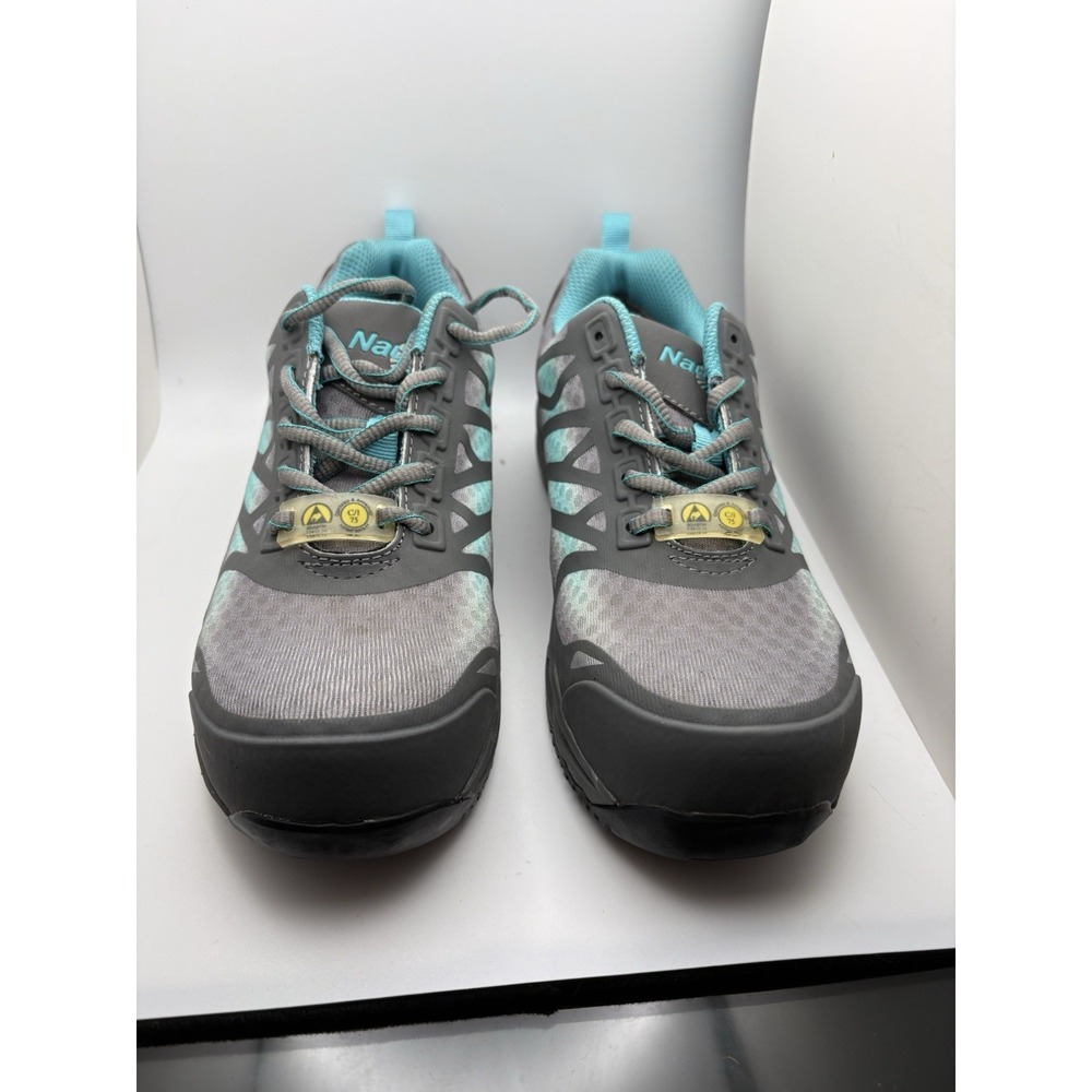 Nautilus Steel Toe Mens Work Shoes N2485W Gray Teal Safety Toe Sneakers 6M